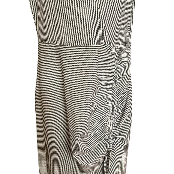 JustFab Womens Midi Dress Size L  Nautical Fisherman Stripe Drawstring Front - Picture 3 of 10